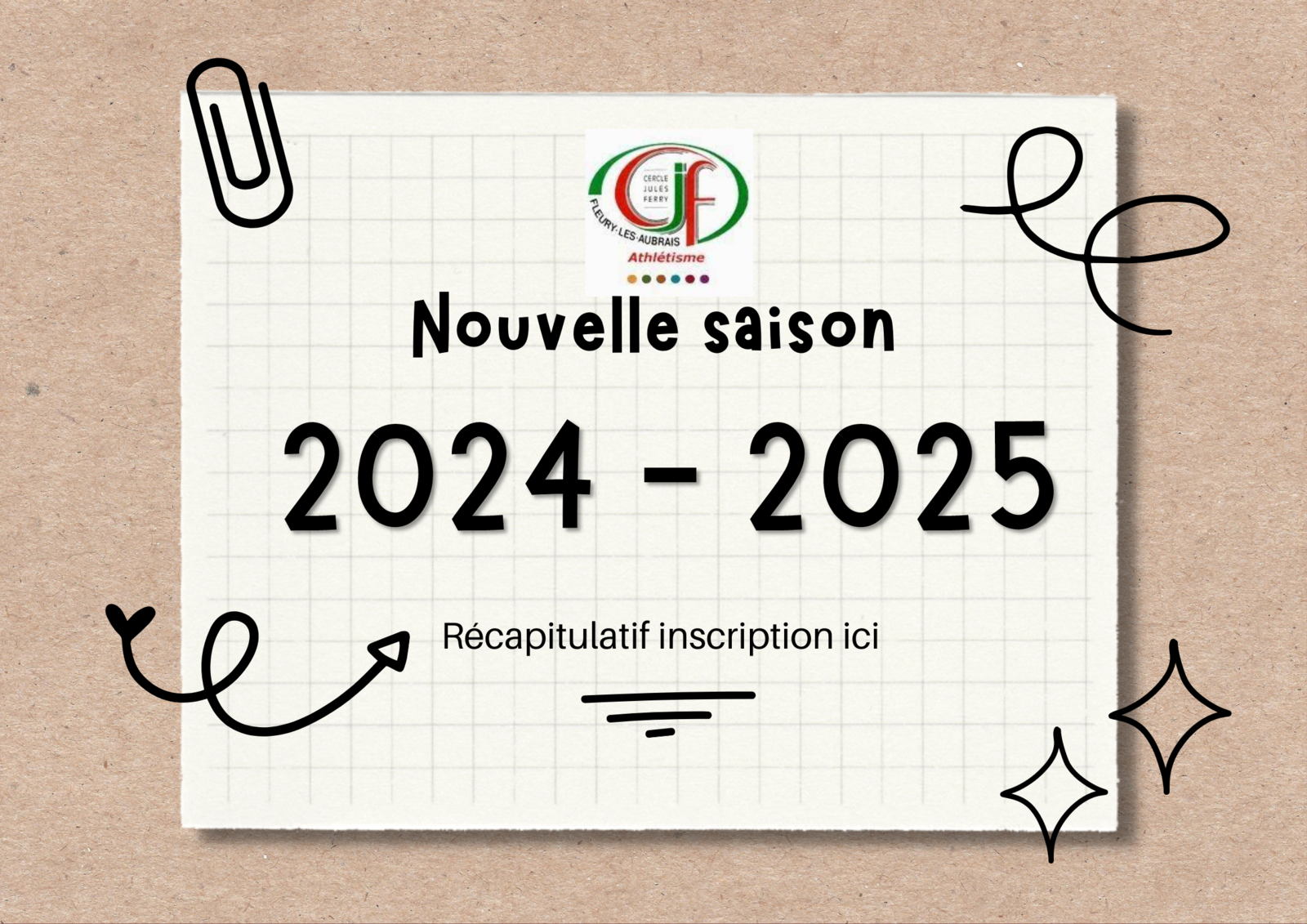 Aide et récapitulatif pour inscription saison 2024 - 2025