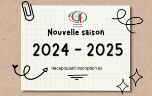 Aide et récapitulatif pour inscription saison 2024 - 2025